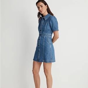 Madewell - DENIM PUFF-SLEEVE MINI DRESS